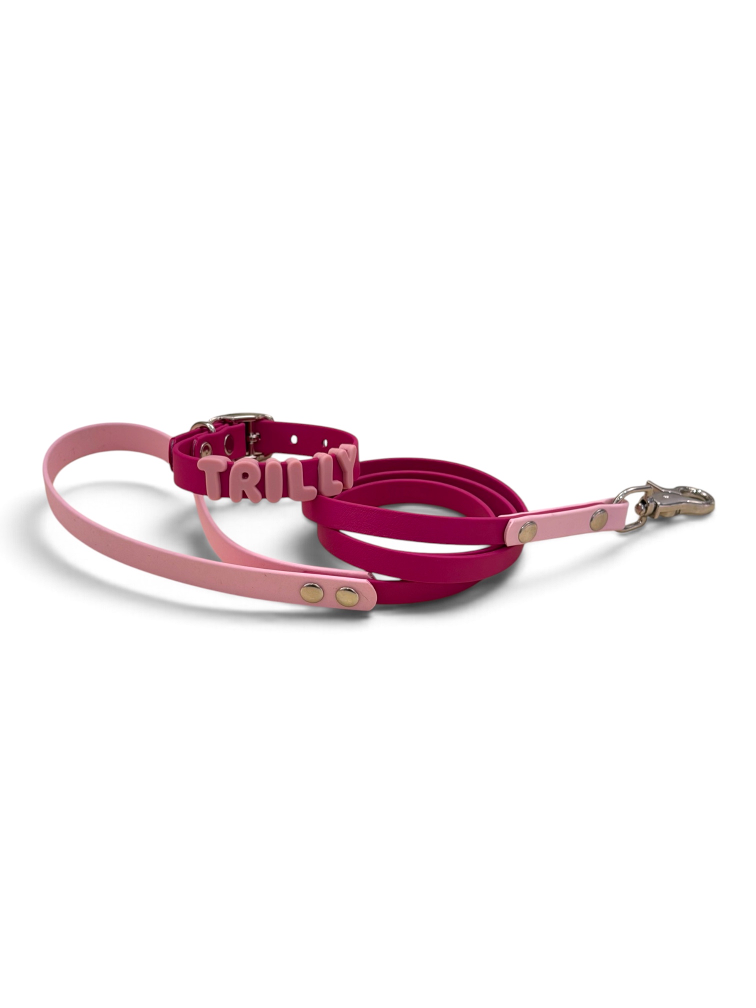 TRILLY: collare POP con nome diretto e guinzaglio Bio Standard